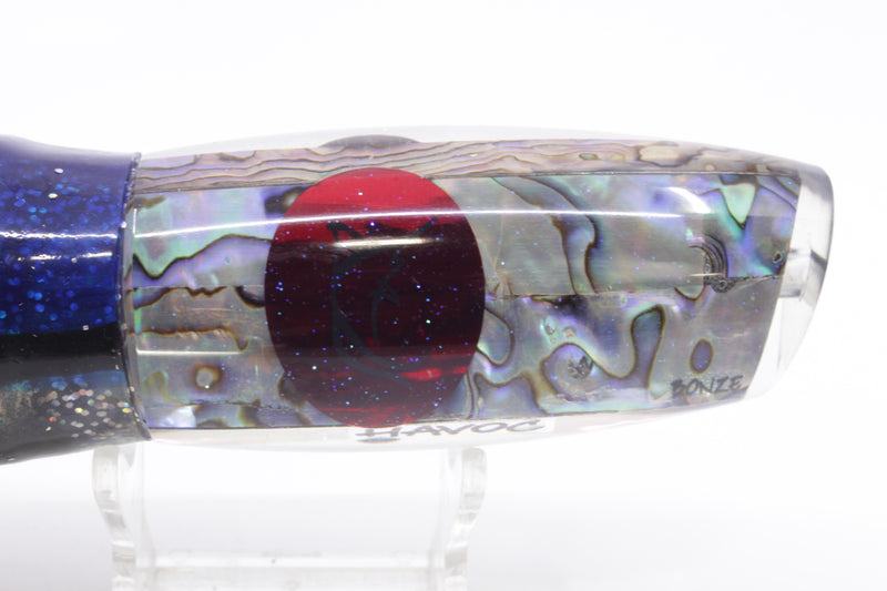 Bonze Lures Paua Shell Red Eyes Havoc 12" 8oz Skirted Blue-Holo with Black Bars