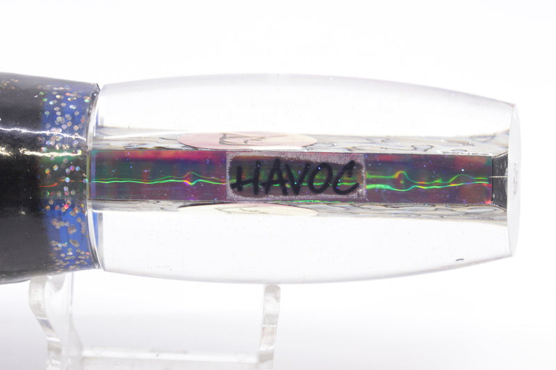 Bonze Lures Paua Shell Red Eyes Havoc 12" 8oz Skirted Blue-Holo with Black Bars