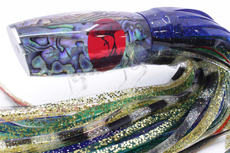 Bonze Lures Paua Shell Red Eyes Havoc 12" 8oz Skirted Blue-Holo with Black Bars