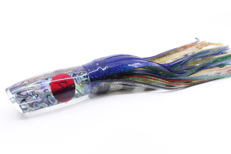 Bonze Lures Paua Shell Red Eyes Havoc 12" 8oz Skirted Blue-Holo with Black Bars