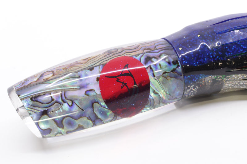 Bonze Lures Paua Shell Red Eyes Havoc 12" 8oz Skirted Blue-Holo with Black Bars