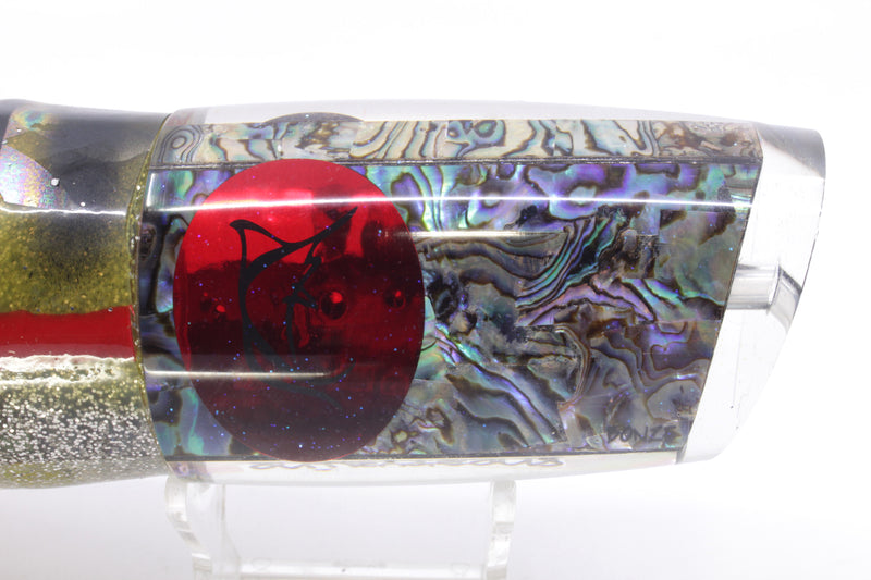 Bonze Lures Paua Shell Red Eyes Outrageous 16" 18oz Skirted Yellow Aurora