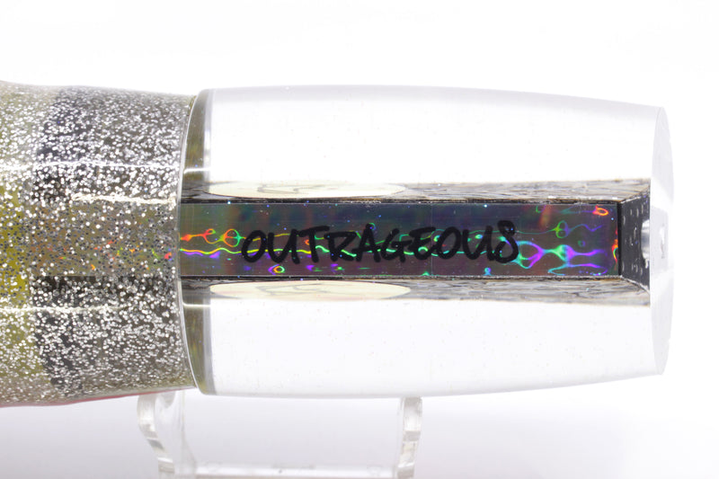 Bonze Lures Paua Shell Red Eyes Outrageous 16" 18oz Skirted Yellow Aurora