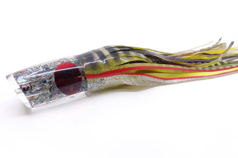 Bonze Lures Paua Shell Red Eyes Outrageous 16" 18oz Skirted Yellow Aurora