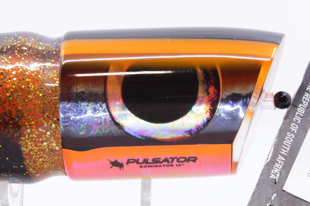 Pulsator Lures Black Rainbow Black-Orange Back Taxi Eyes Dominator 14" 12oz Skirted GZE