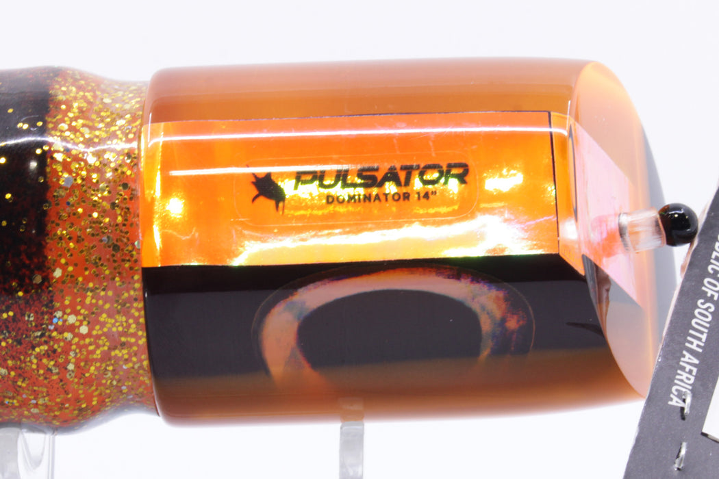 Pulsator Lures Black Rainbow Black-Orange Back Taxi Eyes Dominator 14" 12oz Skirted GZE