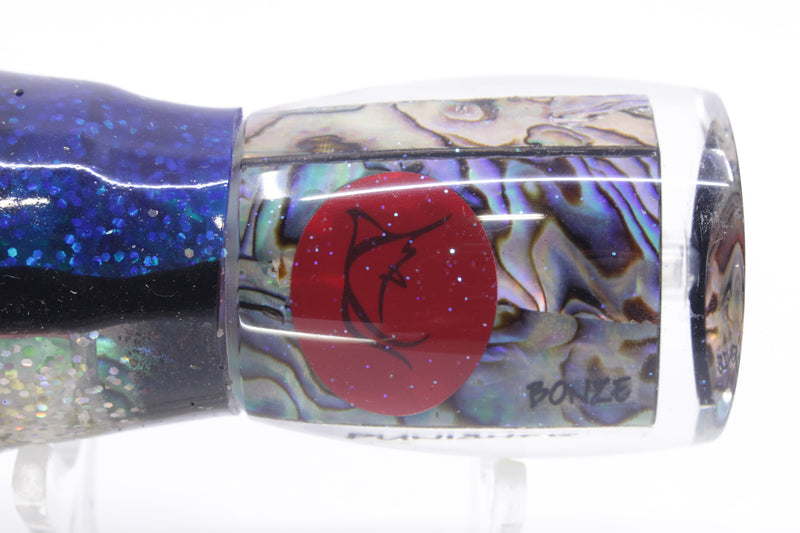 Bonze Lures Paua Shell Red Eyes Punisher 10" 6oz Skirted Blue-Black-Holo