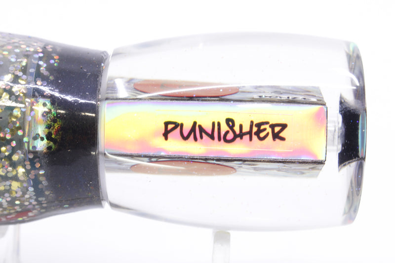 Bonze Lures Paua Shell Red Eyes Punisher 10" 6oz Skirted Blue-Black-Holo
