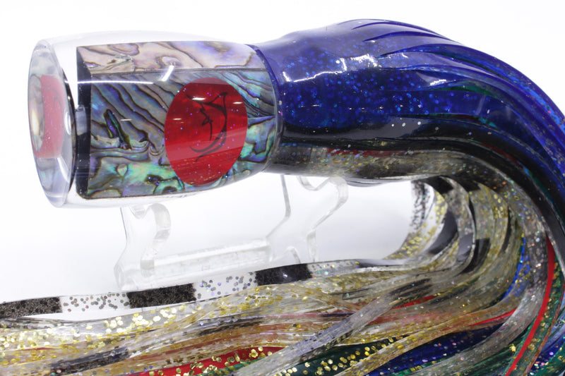 Bonze Lures Paua Shell Red Eyes Punisher 10" 6oz Skirted Blue-Black-Holo