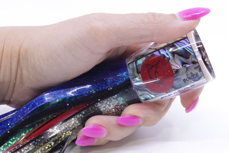 Bonze Lures Paua Shell Red Eyes Punisher 10" 6oz Skirted Blue-Black-Holo