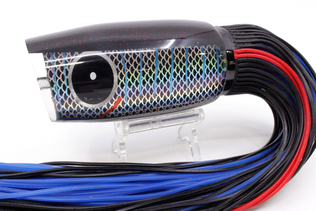 Amaral Lures Black Pearl Silver Rainbow Scale Black Back Naja 16" 14.5oz Black/Blue