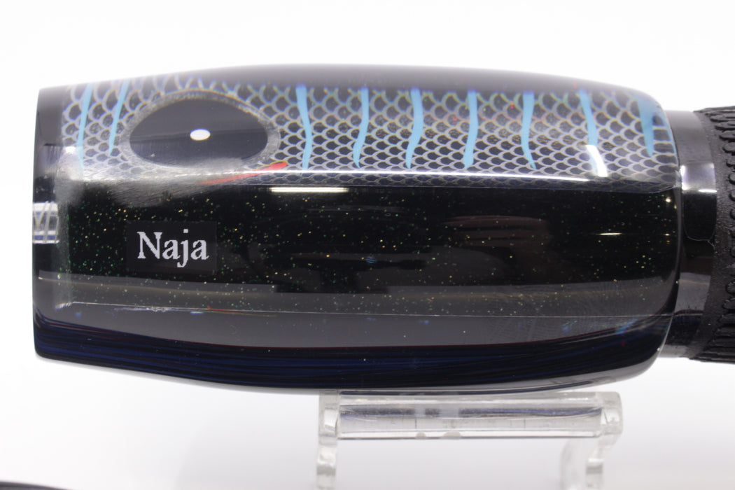 Amaral Lures Black Pearl Silver Rainbow Scale Black Back Naja 16" 14.5oz Black/Blue