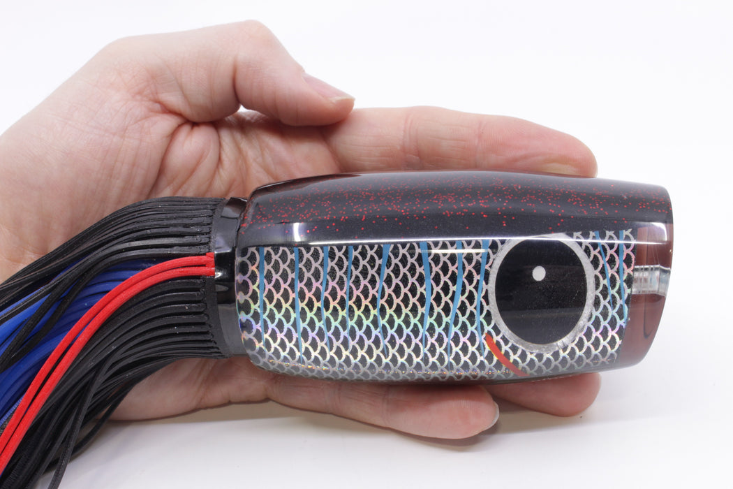 Amaral Lures Black Pearl Silver Rainbow Scale Black Back Naja 16" 14.5oz Black/Blue