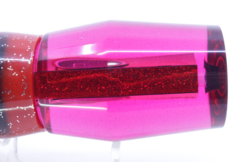 Bonze Lures Red Rainbow Black Eyes Islander 12" 8.7oz Skirted Red with Black Bars