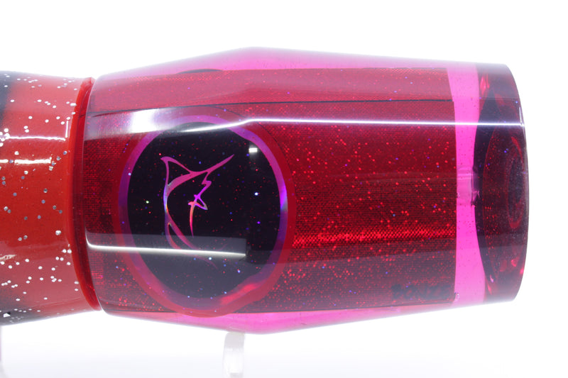 Bonze Lures Red Rainbow Black Eyes Islander 12" 8.7oz Skirted Red with Black Bars