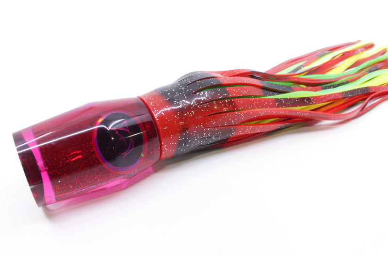 Bonze Lures Red Rainbow Black Eyes Islander 12" 8.7oz Skirted Red with Black Bars