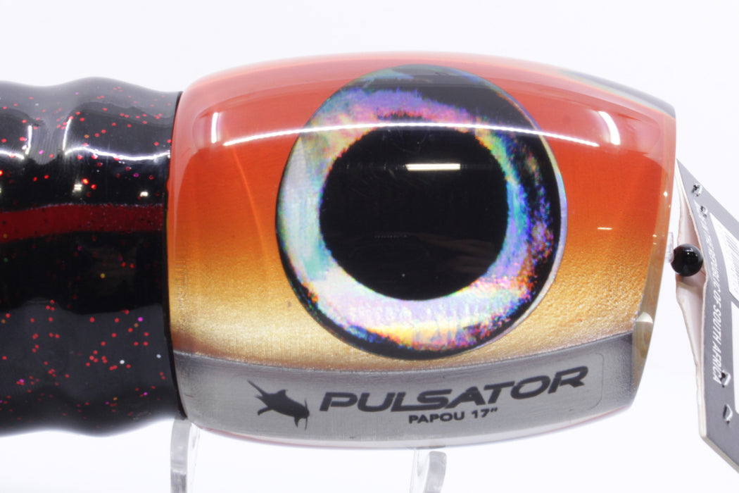 Pulsator Lures Orange-Silver Taxi Eyes Papou 17" 25oz Skirted Black/Orange