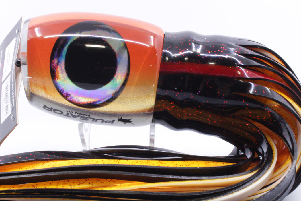 Pulsator Lures Orange-Silver Taxi Eyes Papou 17" 25oz Skirted Black/Orange