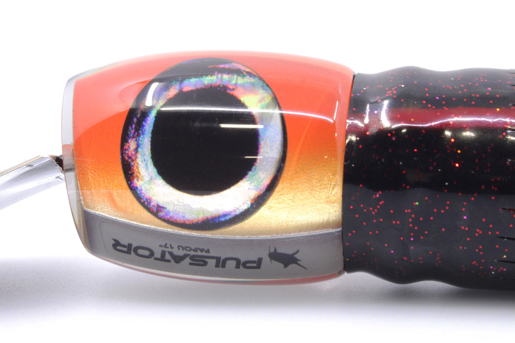 Pulsator Lures Orange-Silver Taxi Eyes Papou 17" 25oz Skirted Black/Orange