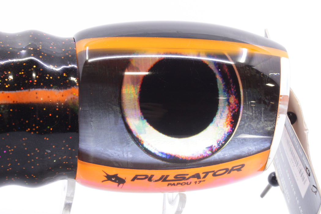 Pulsator Lures Steel Rainbow Black-Orange Back Taxi Eyes Papou 17" 25oz Skirted