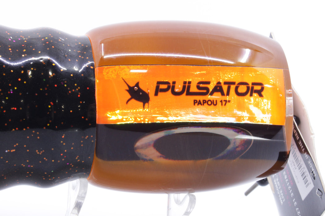 Pulsator Lures Steel Rainbow Black-Orange Back Taxi Eyes Papou 17" 25oz Skirted