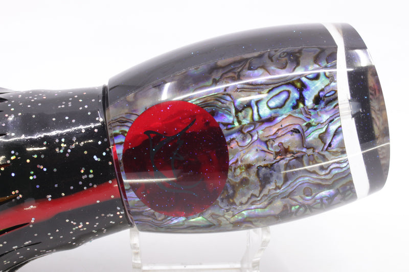 Bonze Lures Paua Shell Red Eyes Hulk 16" 18.5oz Skirted Black/Orange-Yellow