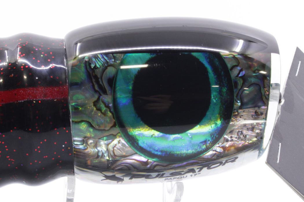 Pulsator Lures Abalone Black Back Green Taxi Eyes Papou 17" 25oz Skirted Black/Green