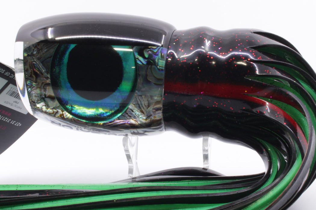 Pulsator Lures Abalone Black Back Green Taxi Eyes Papou 17" 25oz Skirted Black/Green