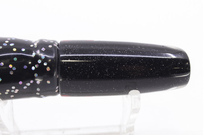 Coggin Lures White MOP Black Back Peanut Stick 5.5" 2oz Skirted Black Aurora/Purple