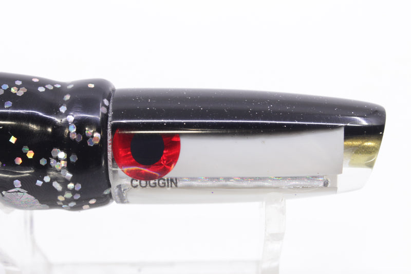 Coggin Lures White MOP Black Back Peanut Stick 5.5" 2oz Skirted Black Aurora/Purple