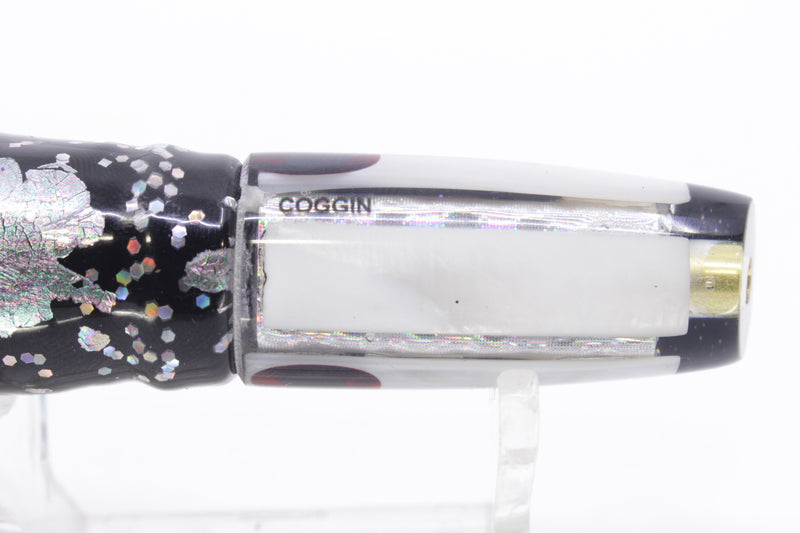 Coggin Lures White MOP Black Back Peanut Stick 5.5" 2oz Skirted Black Aurora/Purple