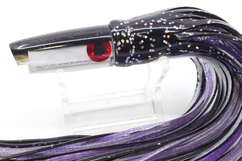 Coggin Lures White MOP Black Back Peanut Stick 5.5" 2oz Skirted Black Aurora/Purple
