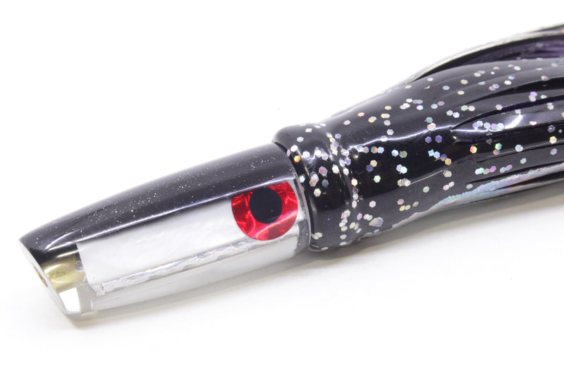 Coggin Lures White MOP Black Back Peanut Stick 5.5" 2oz Skirted Black Aurora/Purple
