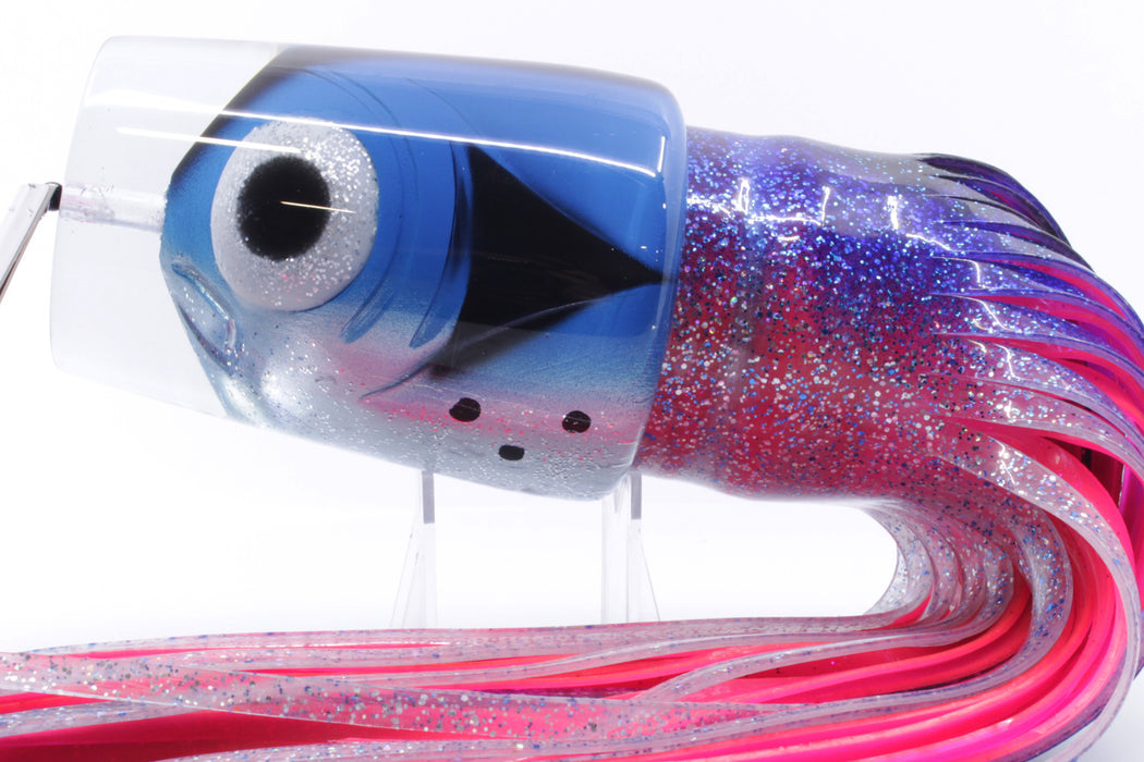 Pulsator Lures Blue Fish Head Big Bad John Teaser 40oz Skirted Blue-Clear/Pink