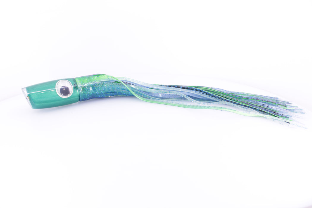 Koya Lures Turquoise-Green Pearl Doll Eyes Medium Kona Plunger 10" 8oz Skirted