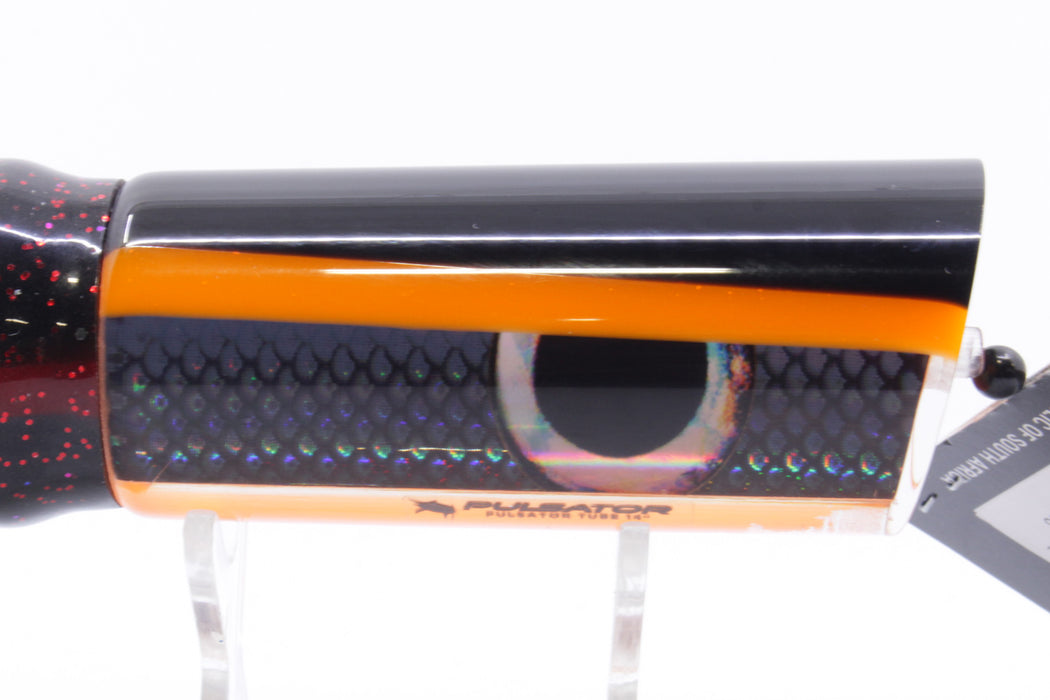 Pulsator Lures Black Rainbow Scale Black-Orange Back Tube 14" 9oz Skirted Black/Rainbow