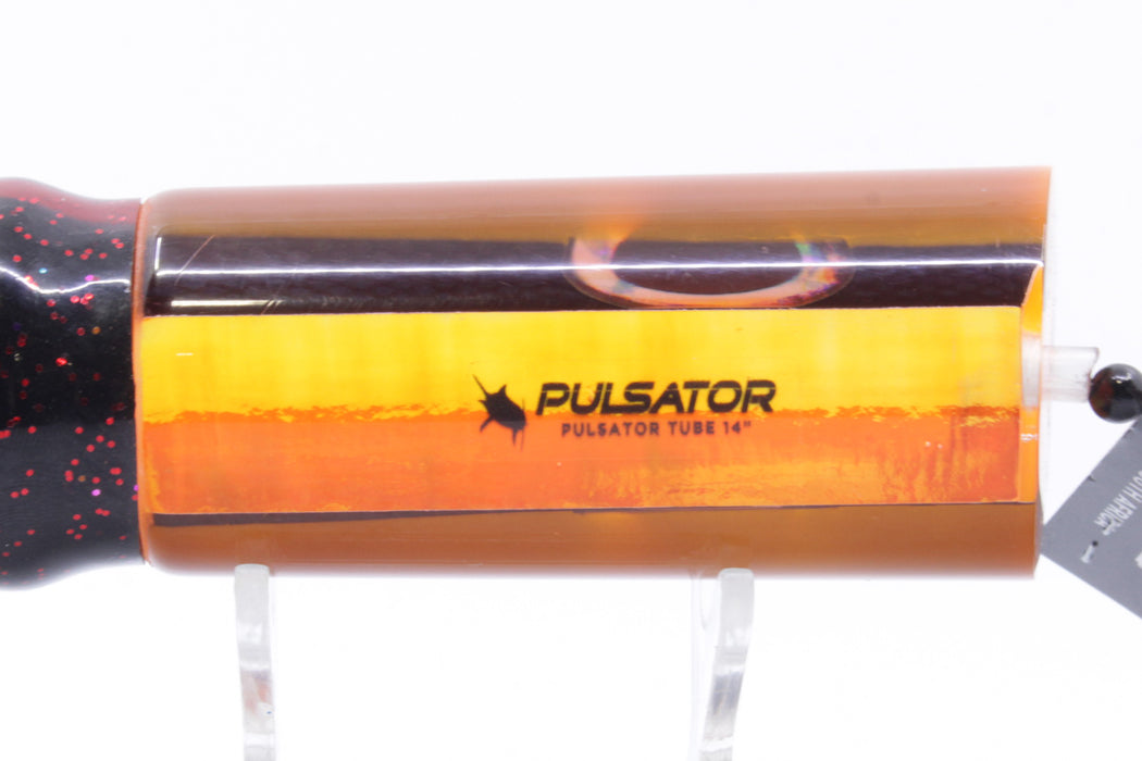 Pulsator Lures Black Rainbow Scale Black-Orange Back Tube 14" 9oz Skirted Black/Rainbow