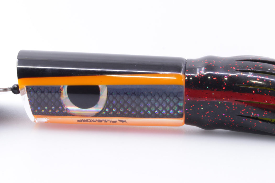 Pulsator Lures Black Rainbow Scale Black-Orange Back Tube 14" 9oz Skirted Black/Rainbow