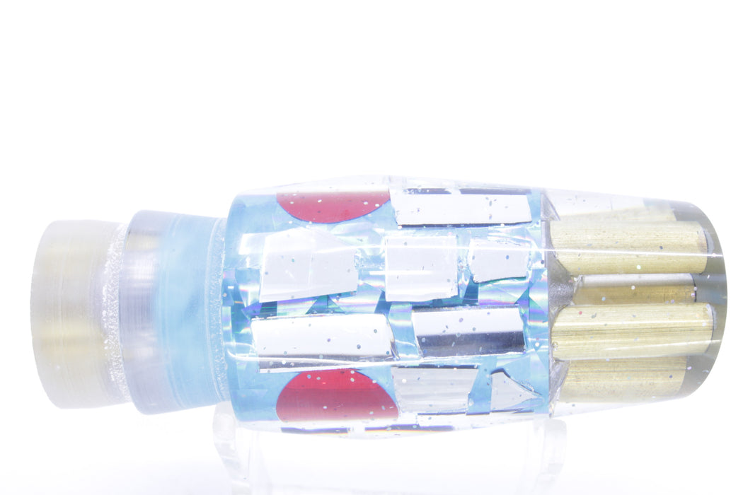 Tanigawa Lures Ice Blue Rainbow Cracked Glass 4-Hole Slant 9"+ 7.5oz