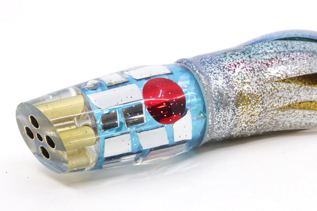 Tanigawa Lures Ice Blue Rainbow Cracked Glass 4-Hole Slant 9"+ 11oz Skirted