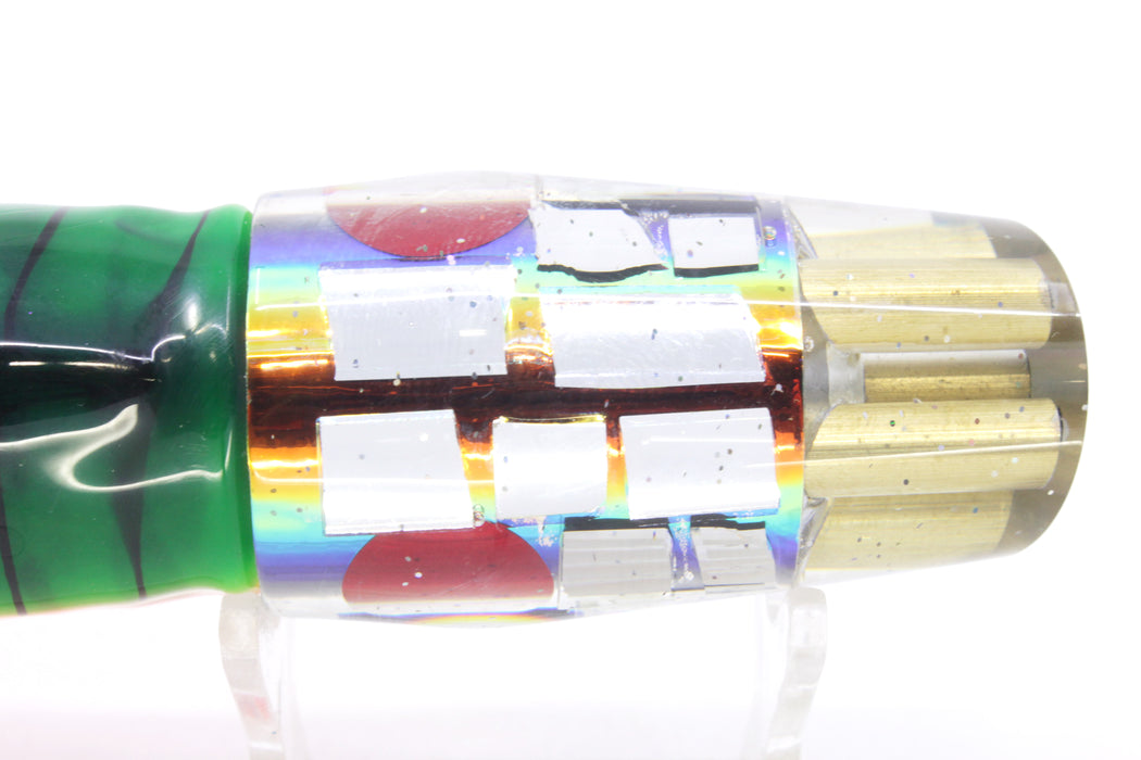 Tanigawa Lures Sunset Rainbow Cracked Glass 4-Hole Slant 9"+ 11oz Skirted Guacamaya