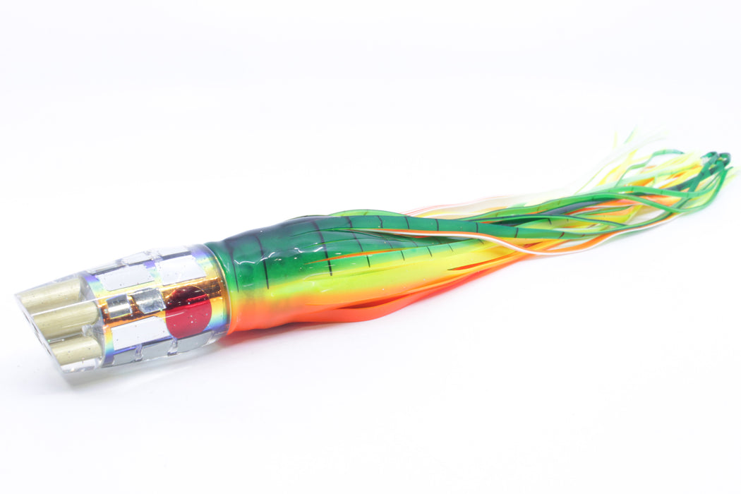 Tanigawa Lures Sunset Rainbow Cracked Glass 4-Hole Slant 9"+ 11oz Skirted Guacamaya