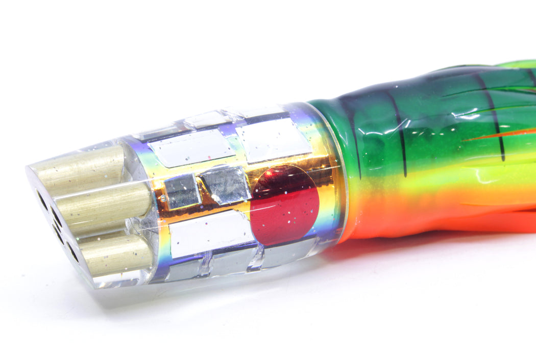 Tanigawa Lures Sunset Rainbow Cracked Glass 4-Hole Slant 9"+ 11oz Skirted Guacamaya