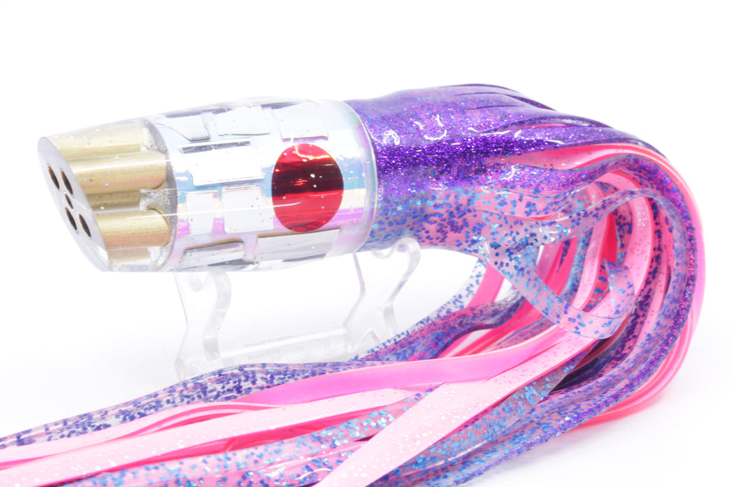 Tanigawa Lures Ice Rainbow Cracked Glass 4-Hole Slant 9"+ 11oz Skirted Purple-Blue/Pink