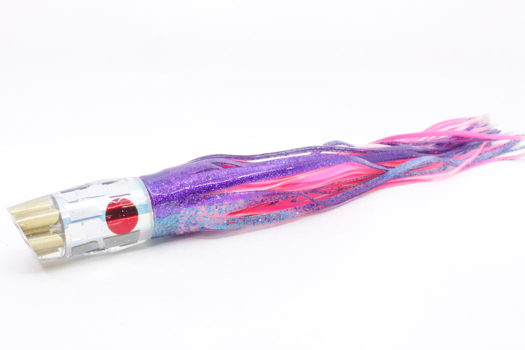 Tanigawa Lures Ice Rainbow Cracked Glass 4-Hole Slant 9"+ 11oz Skirted Purple-Blue/Pink