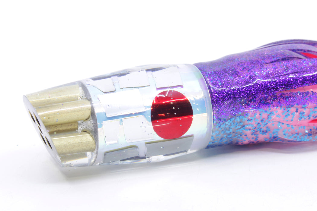 Tanigawa Lures Ice Rainbow Cracked Glass 4-Hole Slant 9"+ 11oz Skirted Purple-Blue/Pink