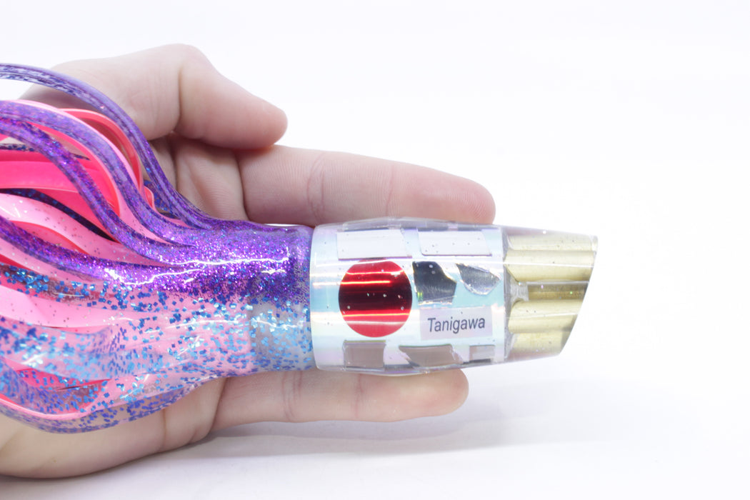 Tanigawa Lures Ice Rainbow Cracked Glass 4-Hole Slant 9"+ 11oz Skirted Purple-Blue/Pink
