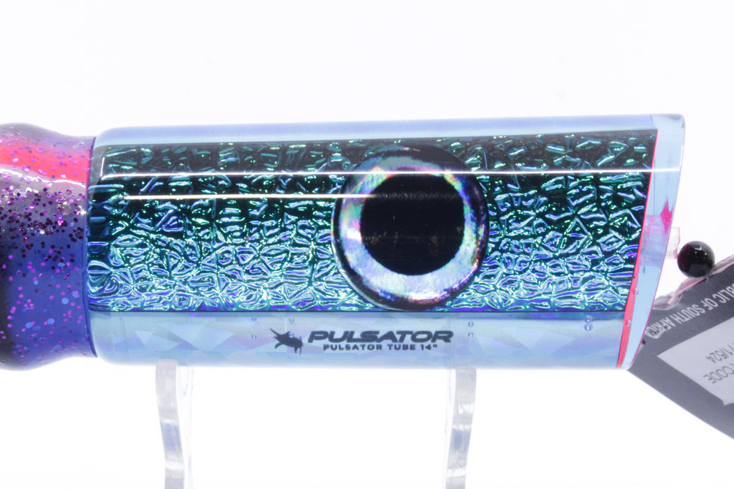 Pulsator Lures Blue-Green Dragon Skin Taxi Eyes Tube 14" 9oz Skirted Purple-Blue