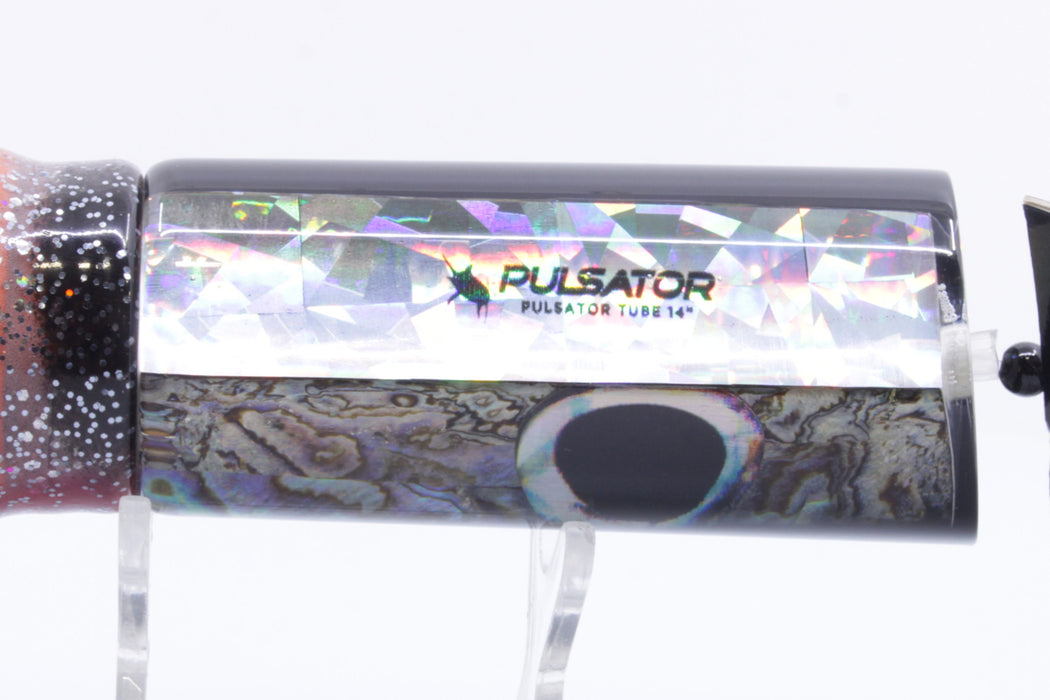 Pulsator Lures Abalone Black Back Tube 14" 9oz Skirted Black Stripes/Orange