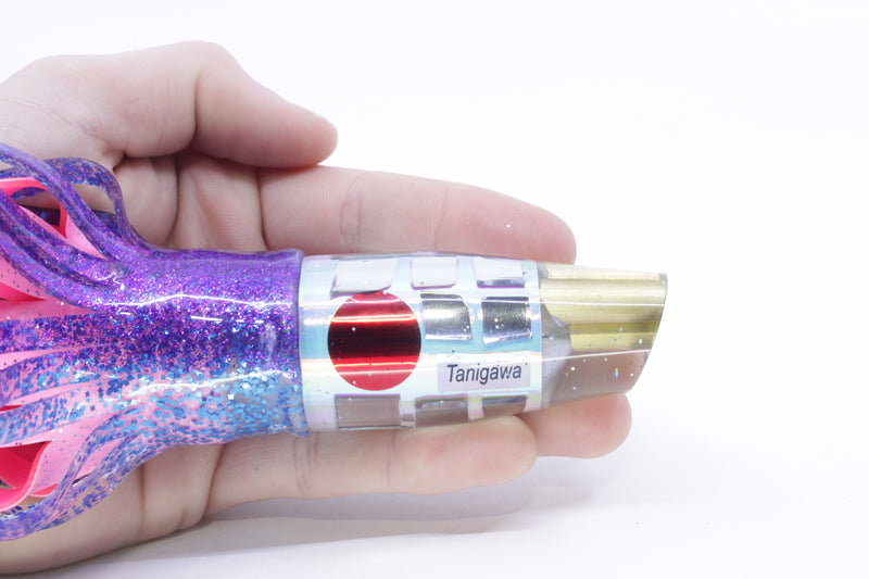 Tanigawa Lures Ice Rainbow Cracked Glass 2-Hole Slant 9"+ 11oz Skirted Purple-Blue/Pink